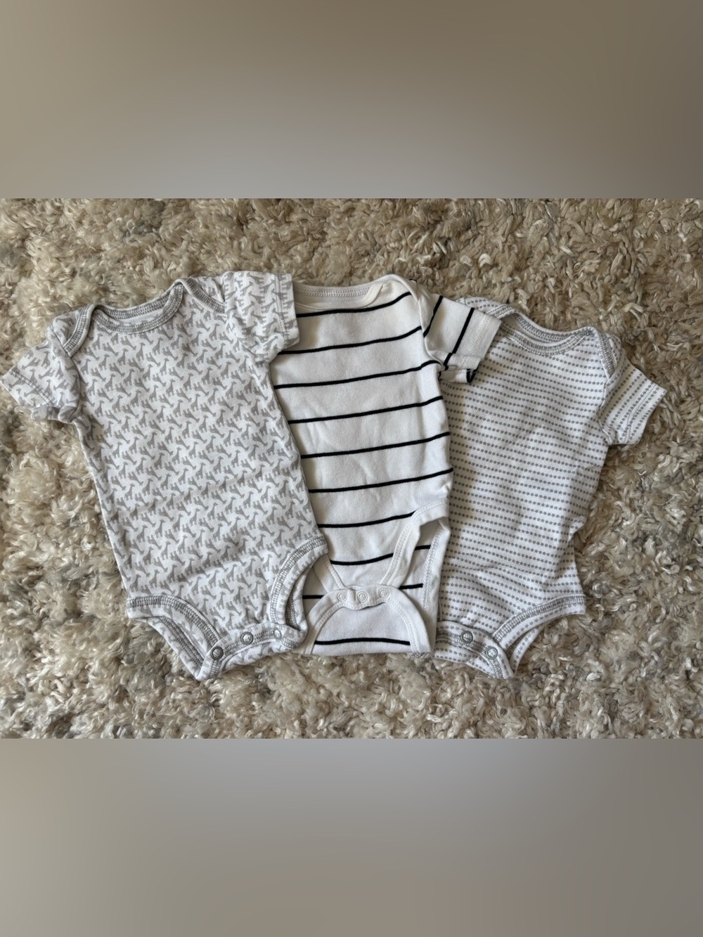 Baby One-Piece Bodysuit Set in White and Gray